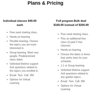 Course schedule and price list.